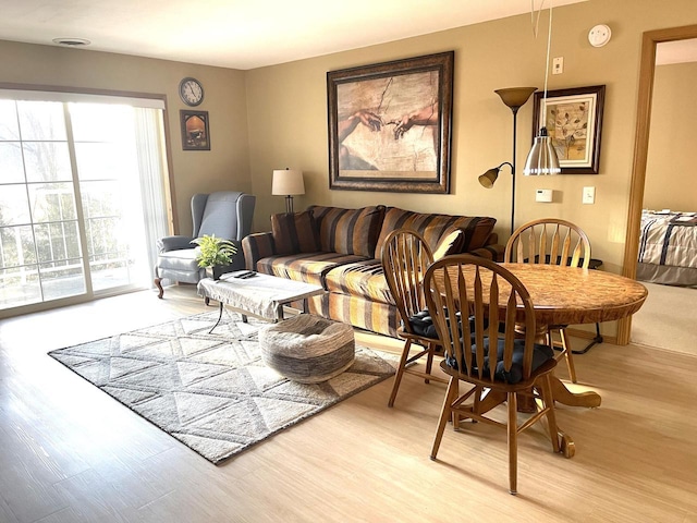 living area with light wood-type flooring