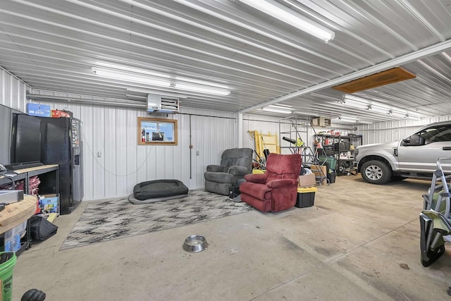 garage featuring metal wall