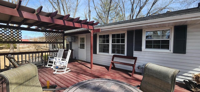 wooden terrace featuring a pergola