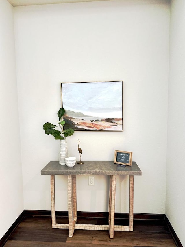 interior details featuring wood finished floors and baseboards