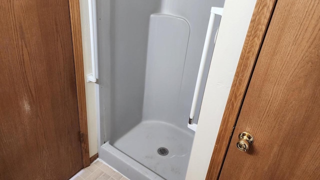 bathroom with a shower stall