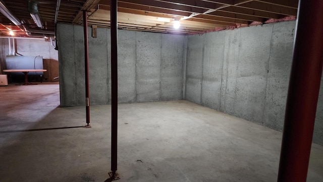 view of unfinished basement