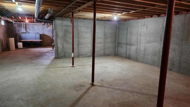 view of unfinished basement