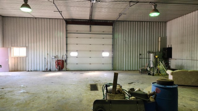 garage with metal wall