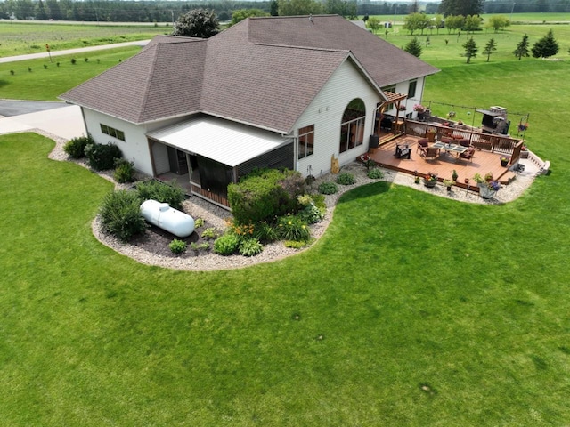 aerial view featuring a rural view