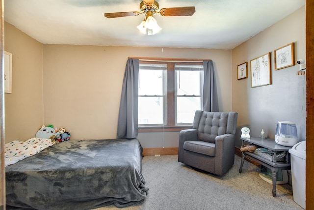 bedroom with carpet and ceiling fan