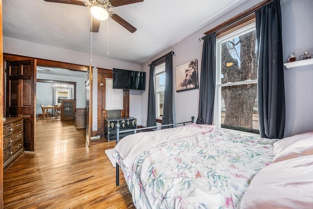 bedroom featuring light wood finished floors