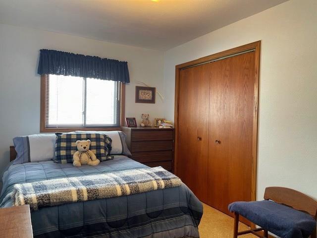 bedroom with a closet and carpet floors