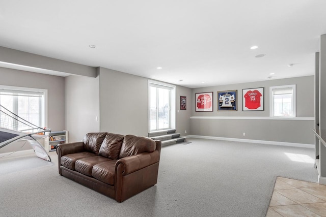 784 Westbridge Trl, Waunakee, WI 53597 - carpeted living room with plenty of natural light, recessed lighting, and baseboards