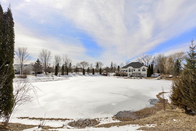 view of yard covered in snow