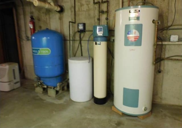 utility room with water heater