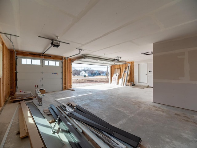 garage with a garage door opener