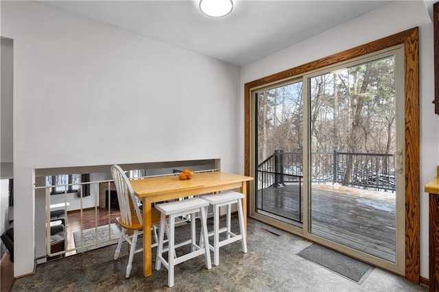 dining space with visible vents