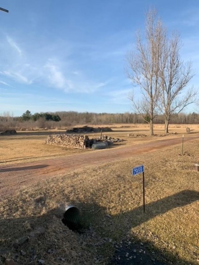 view of yard with a rural view