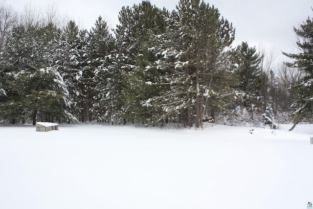 view of yard layered in snow