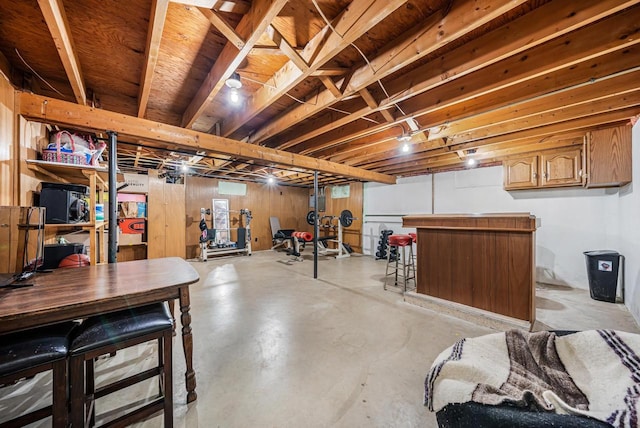 view of finished basement