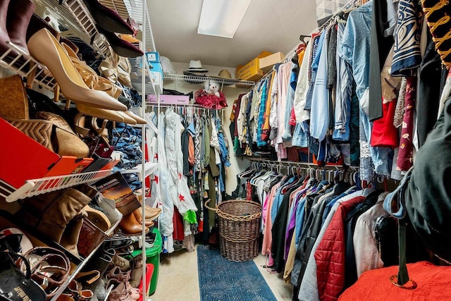 walk in closet featuring carpet