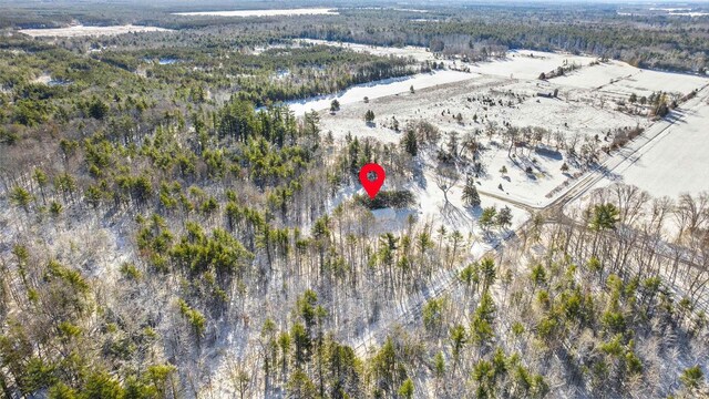 birds eye view of property with a forest view