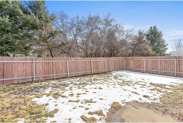 view of yard with a fenced backyard