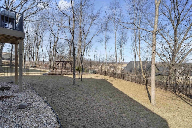 view of yard featuring fence