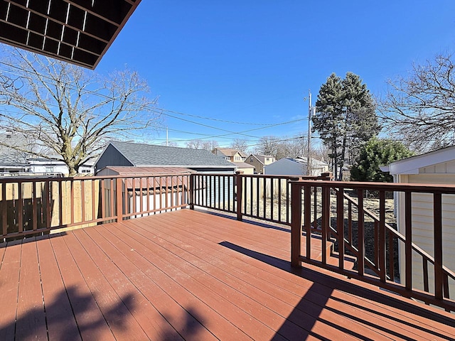 deck with a residential view