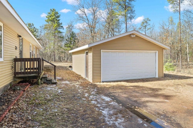 view of detached garage