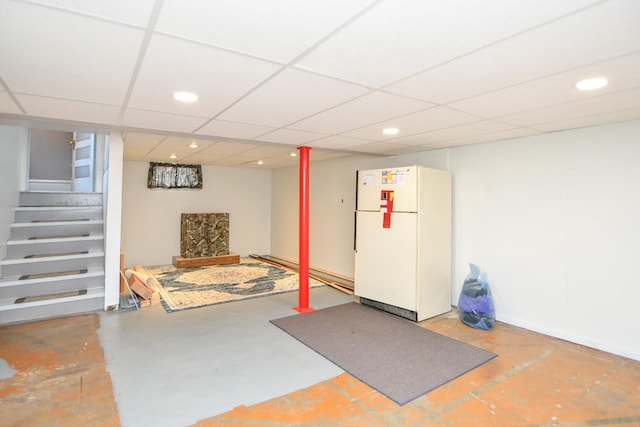 workout room with recessed lighting and a drop ceiling