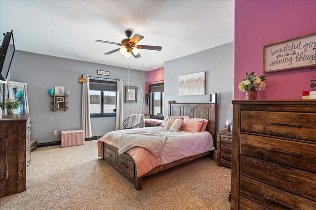 9073 Richfield Dr, Marshfield, WI 54449 - bedroom featuring radiator, a ceiling fan, and carpet