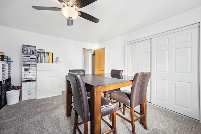 office featuring carpet flooring and ceiling fan