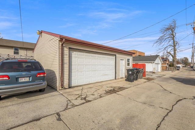 view of detached garage