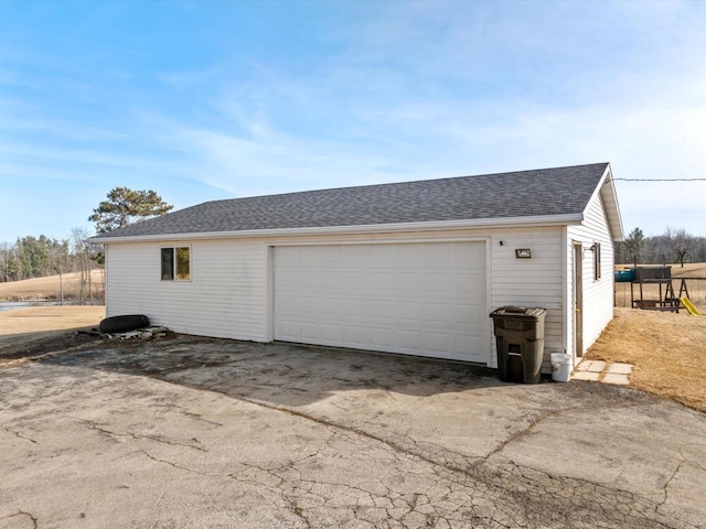 view of detached garage