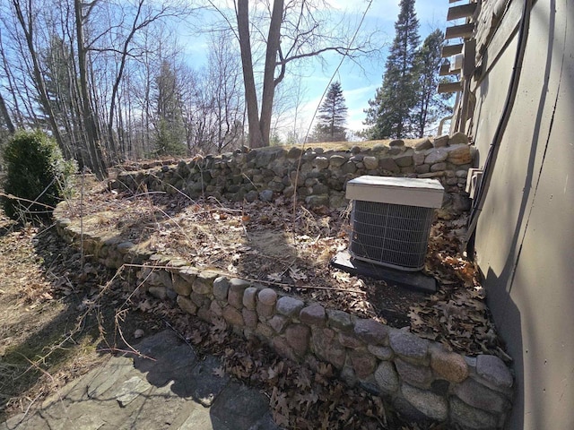 view of yard featuring central air condition unit