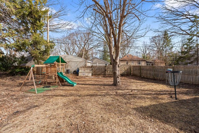 view of play area with fence