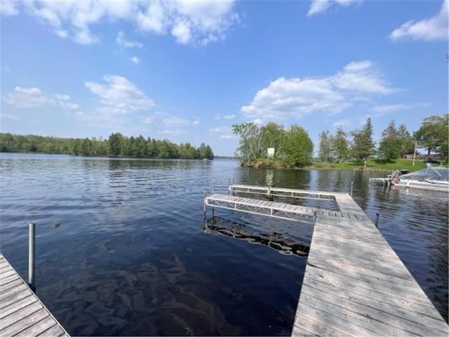 view of dock featuring a water view