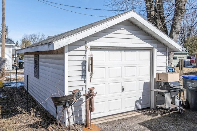 view of detached garage