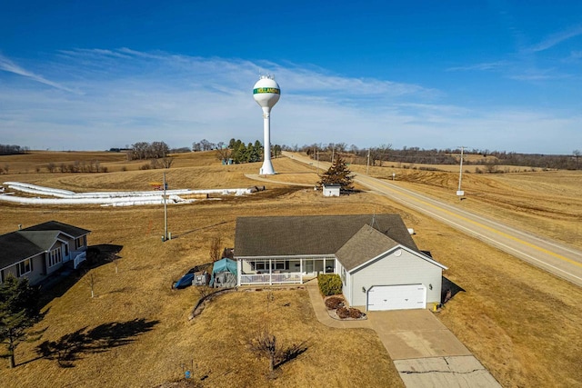 drone / aerial view with a rural view