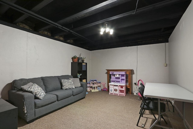 view of carpeted living area