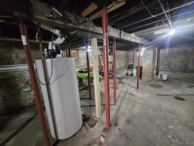 unfinished below grade area with water heater