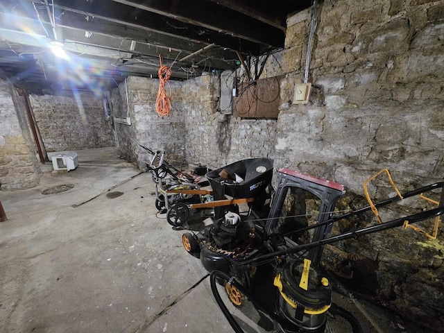 view of unfinished basement