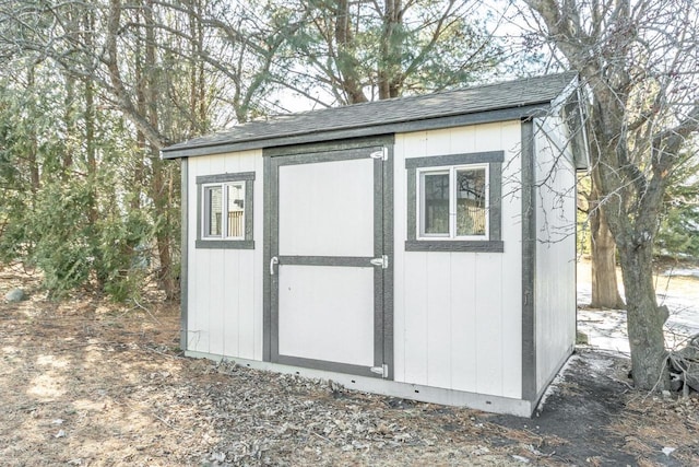 view of shed