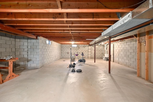 view of unfinished basement