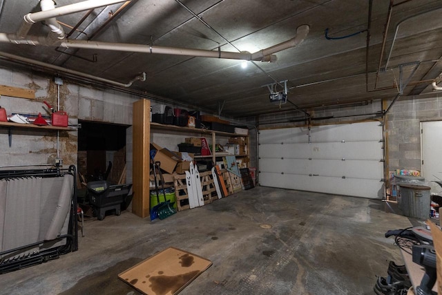 garage with a garage door opener