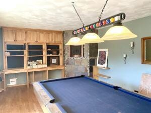 rec room featuring billiards and wood finished floors