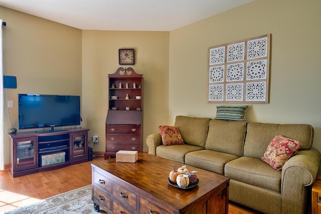 living area featuring light wood-style floors