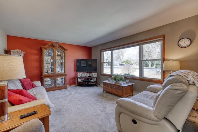 view of carpeted living area