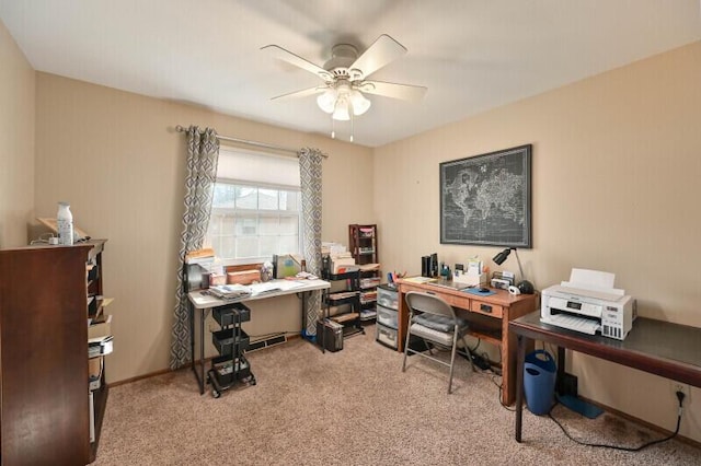 office with carpet and ceiling fan