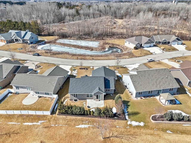 drone / aerial view with a residential view