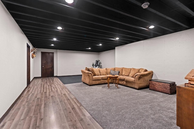 living area with wood finished floors