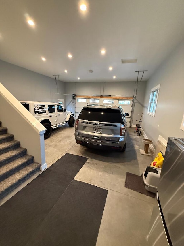 garage featuring recessed lighting