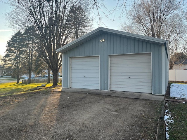 view of detached garage